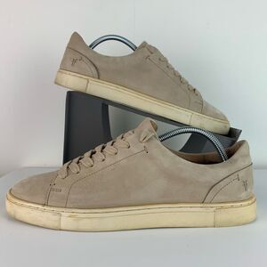 Frye women’s taupe tumbled nubuck leather Ivy low lace up sneakers shoes sz 8